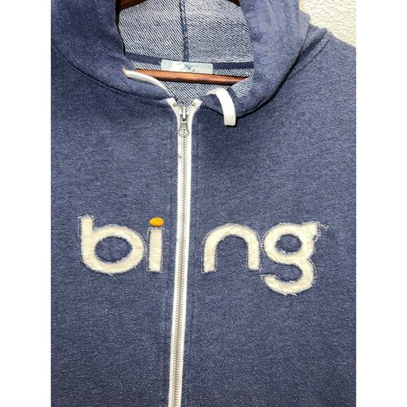 Vintage Bing Hoodie Microsoft Computer Internet Promotional Blue Zip Up XL - Picture 3 of 11